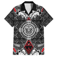 Black Aotearoa Tanilo Motif Family Matching Long Sleeve Bodycon Dress and Hawaiian Shirt Vintage Maori New Zealand Tribal Art Pattern
