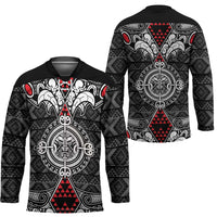 Black Aotearoa Taniko Motif Hockey Jersey Vintage Maori New Zealand Tribal Art Pattern - Polynesian Pride