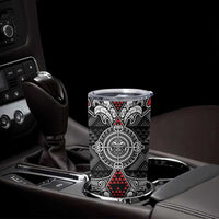 Black Aotearoa Taniko Motif Tumbler Cup Vintage Maori New Zealand Tribal Art Pattern