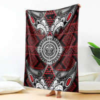 Red Aotearoa Taniko Motif Blanket Vintage Maori New Zealand Tribal Art Pattern LT9 - Polynesian Pride