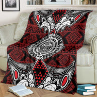 Red Aotearoa Taniko Motif Blanket Vintage Maori New Zealand Tribal Art Pattern LT9 - Polynesian Pride
