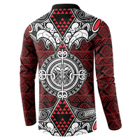 Red Aotearoa Tanilo Motif Button Sweatshirt Vintage Maori New Zealand Tribal Art Pattern LT9 - Polynesian Pride