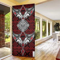 Red Aotearoa Taniko Motif Door Cover Vintage Maori New Zealand Tribal Art Pattern - Polynesian Pride
