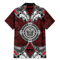 Red Aotearoa Tanilo Motif Family Matching Mermaid Dress and Hawaiian Shirt Vintage Maori New Zealand Tribal Art Pattern