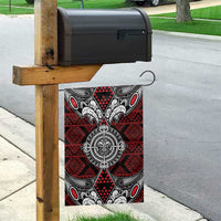 Red Aotearoa Taniko Motif Garden Flag Vintage Maori New Zealand Tribal Art Pattern