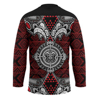 Red Aotearoa Taniko Motif Hockey Jersey Vintage Maori New Zealand Tribal Art Pattern LT9 - Polynesian Pride