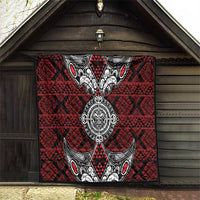 Red Aotearoa Taniko Motif Quilt Vintage Maori New Zealand Tribal Art Pattern