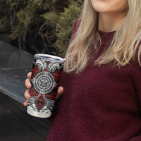 Red Aotearoa Taniko Motif Tumbler Cup Vintage Maori New Zealand Tribal Art Pattern