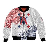 Kingdom of Uvea 1842-1860 Personalized Bomber Jacket Wallis and Futuna Polynesian Tribal Pattern LT9 Unisex White - Polynesian Pride