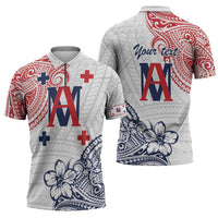 Kingdom of Uvea 1842-1860 Personalized Zipper Polo Shirt Wallis and Futuna Polynesian Tribal Pattern - Polynesian Pride