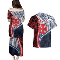 Kingdom of Uvea 1860-1886 Personalized Couples Matching Puletasi and Hawaiian Shirt Wallis and Futuna Polynesian Tribal Pattern