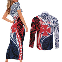Kingdom of Uvea 1860-1886 Personalized Couples Matching Short Sleeve Bodycon Dress and Long Sleeve Button Shirt Wallis and Futuna Polynesian Tribal Pattern