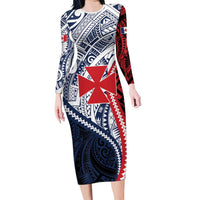 Kingdom of Uvea 1860-1886 Personalized Family Matching Long Sleeve Bodycon Dress and Hawaiian Shirt Wallis and Futuna Polynesian Tribal Pattern