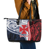 Kingdom of Uvea 1860-1886 Personalized Leather Tote Bag Wallis and Futuna Polynesian Tribal Pattern