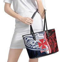 Kingdom of Uvea 1860-1886 Personalized Leather Tote Bag Wallis and Futuna Polynesian Tribal Pattern