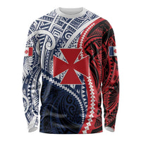 Kingdom of Uvea 1860-1886 Personalized Long Sleeve Shirt Wallis and Futuna Polynesian Tribal Pattern LT9 Unisex Red - Polynesian Pride