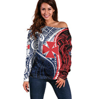 Kingdom of Uvea 1860-1886 Personalized Off Shoulder Sweater Wallis and Futuna Polynesian Tribal Pattern