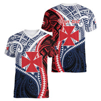 Kingdom of Uvea 1860-1886 Personalized Women V-Neck T-Shirt Wallis and Futuna Polynesian Tribal Pattern