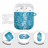 Hawaiian Lei Day AirPods Case Blue Hibiscus Flowers Lei Art - Polynesian Pride