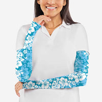 Hawaiian Lei Day Arm Sleeves Blue Hibiscus Flowers Lei Art - Polynesian Pride