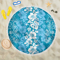 Hawaiian Lei Day Beach Blanket Blue Hibiscus Flowers Lei Art