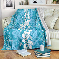 Hawaiian Lei Day Blanket Blue Hibiscus Flowers Lei Art