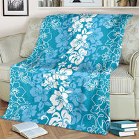 Hawaiian Lei Day Blanket Blue Hibiscus Flowers Lei Art