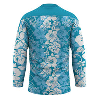 Hawaiian Lei Day Hockey Jersey Blue Hibiscus Flowers Lei Art LT9 - Polynesian Pride