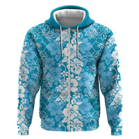 Hawaiian Lei Day Hoodie Blue Hibiscus Flowers Lei Art