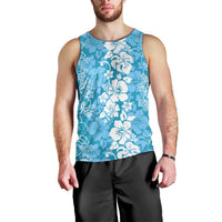 Hawaiian Lei Day Men Tank Top Blue Hibiscus Flowers Lei Art