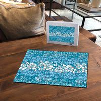 Hawaiian Lei Day Puzzle Blue Hibiscus Flowers Lei Art - Polynesian Pride