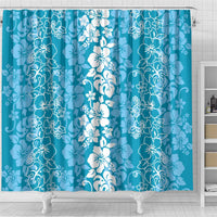 Hawaiian Lei Day Shower Curtain Blue Hibiscus Flowers Lei Art