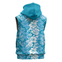 Hawaiian Lei Day Sleeveless Zip Hoodie Blue Hibiscus Flowers Lei Art LT9 - Polynesian Pride