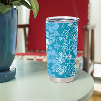 Hawaiian Lei Day Tumbler Cup Blue Hibiscus Flowers Lei Art