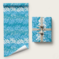 Hawaiian Lei Day Wrapping Paper Blue Hibiscus Flowers Lei Art - Polynesian Pride