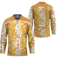 Hawaiian Lei Day Hockey Jersey Gold Hibiscus Flowers Lei Art LT9 - Polynesian Pride