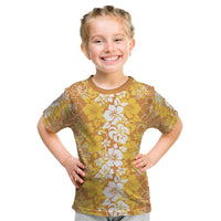 Hawaiian Lei Day Kid T Shirt Gold Hibiscus Flowers Lei Art