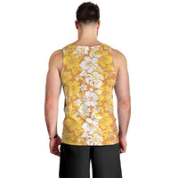 Hawaiian Lei Day Men Tank Top Gold Hibiscus Flowers Lei Art