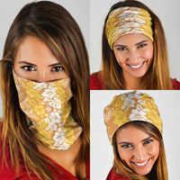 Hawaiian Lei Day Neck Gaiter Gold Hibiscus Flowers Lei Art - Polynesian Pride