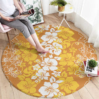 Hawaiian Lei Day Round Carpet Gold Hibiscus Flowers Lei Art