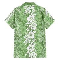 Hawaiian Lei Day Family Matching Long Sleeve Bodycon Dress and Hawaiian Shirt Green Hibiscus Flowers Lei Art