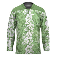 Hawaiian Lei Day Hockey Jersey Green Hibiscus Flowers Lei Art LT9 Unisex Green - Polynesian Pride