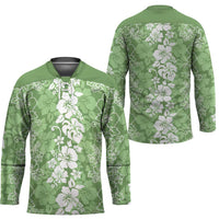 Hawaiian Lei Day Hockey Jersey Green Hibiscus Flowers Lei Art LT9 - Polynesian Pride