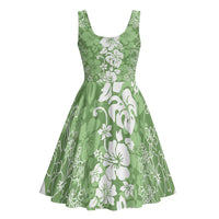 Hawaiian Lei Day Midi Dress Green Hibiscus Flowers Lei Art - Polynesian Pride