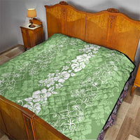 Hawaiian Lei Day Quilt Green Hibiscus Flowers Lei Art