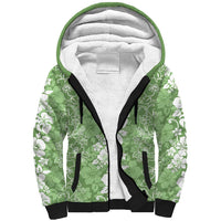 Hawaiian Lei Day Sherpa Hoodie Green Hibiscus Flowers Lei Art LT9 Unisex Green - Polynesian Pride
