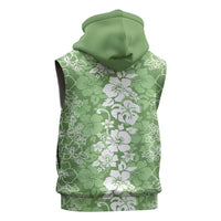 Hawaiian Lei Day Sleeveless Hoodie Green Hibiscus Flowers Lei Art - Polynesian Pride
