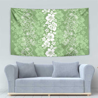 Hawaiian Lei Day Tapestry Green Hibiscus Flowers Lei Art