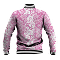 Hawaiian Lei Day Baseball Jacket Pink Hibiscus Flowers Lei Art