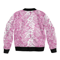 Hawaiian Lei Day Bomber Jacket Pink Hibiscus Flowers Lei Art